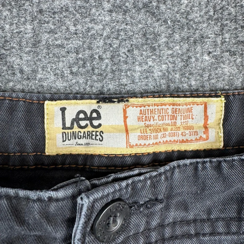 Lee Cargo Shorts Mens Size 36 Black Heavy Cotton Twill Relaxed Fit Dungarees